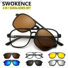 Sunglasses 6-in-1 Polarised sunglasses men's magnetic clip glasses TR90 optical prescription glasses frame magnetic clip S507 Z230726