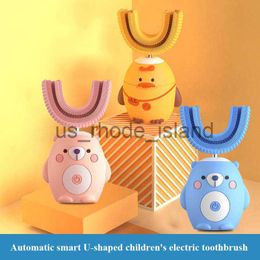 Other Baby Feeding Sonic Children Electric Toothbrush Automatic Smart U-shaped Cartoon Bear Chicken Silicon Ultrasonic Teeth Tooth Brush for Kids x0714