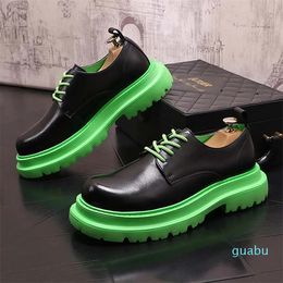Men's Casual Shoes Heel-Height 3-5CM Colour Match Men's Fashion Designer Pommel Shoes Thick Bottom Leather Shoes for Men