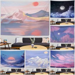 Tapestries Dome Cameras Oil Painting Printing Tapestry Dormitory Room Sun Moon Decoration Beautiful Tapestry Wall Hanging Evening Starry Sky Cure Walls R230714