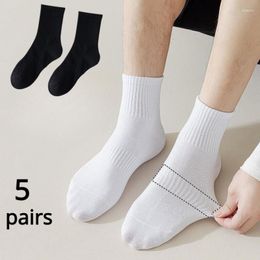 Men's Socks Men Cotton Breathable Long Business Harajuku Solid Gentleman Sox Sokken Outdoor Sports 5 Pairs/Lot