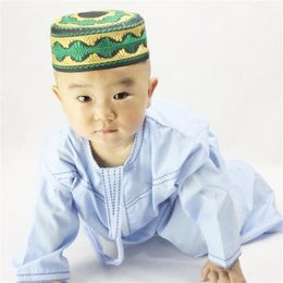 Boys Islamic Clothing Kids Muslim Thobe Arab Abaya Robes for Baby Boy Kaftan Islam Child Clothes Toddler 1-3 Years Jubba Thobe215c