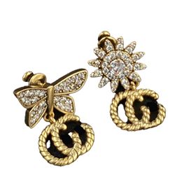 Women Retro Earrings Chic Charm Stud Earring Gold Eardrop Vintage Designer Party Classic Jewellery Headdress With Box Package