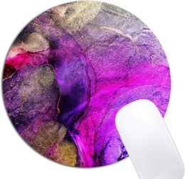 Purple Marble Mouse Pad Round Non-Slip Rubber Mousepad Laptop Office Computer Decor Cute Desk Accessories Mouse Pad