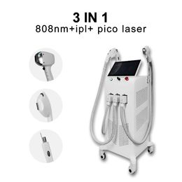 3 in 1 Painless Permanent E-light IPL Laser Epilator Device Skin Rejuvenation 808nm Diode Laser Hair Removal ND Yag Laser Tattoo Removal Picosecond Machine
