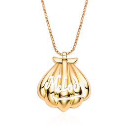 Pendant Necklaces Melody Mermaid Opening Shell Locket Necklace Gold Colour Anime Cartoon TV Movies Jewellery Gift for Women Girls 230714