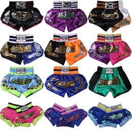 Men's Shorts Kickboxing Fight Tiger Muay Thai Shorts Adult Kids Breathable Embroidery Kick Boxing Trunks Men Women Grappling Sanda MMA Pants 230714