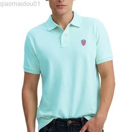 Men's T-Shirts High Quality Summer Men's Casual 100% Mesh Cotton Short-Sleeve Polo Shirt Lapel T-Shirt National Flag Fit Top Plus Size 5XL L230713