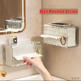 Tissue Boxes Napkins Light Luxury Tissue Box Rectangular Tissue Storage Box for Bathroom Dust-Proof Napkin Box Transparent Toilet Paper Case R230714