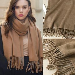 Scarves Fashion Winter Cashmere Solid Colour Pashmina Tassel Scarf Cold Weather Wraps For Women Girls Her Thicken Warm Shawl Wrap