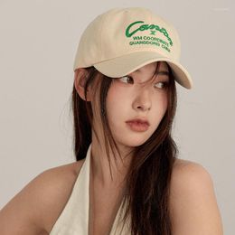 Visors Ohmmayby Japanese 2023 Spring And Autumn Vintage Embroidered Letter Baseball Cap Cotton Sun Proof Dome Decorated Face