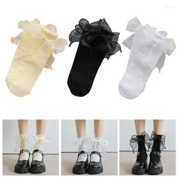 Women Socks 1 Pair Lace Ruffle Style Boat Girls Breathable Lolitas Sexy Cotton Womens Summer Short Thin