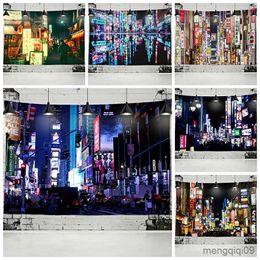 Tapestries Dome Cameras Tokyo Metropolitan Nightlife Tapestry Japanese Wall Hanging Bedroom Home Decor Bohemian Decorative Hippie Printed Sheet R230714