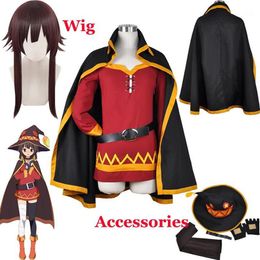 KonoSuba God's Blessing on this Wonderful World Megumin Cloak Dress Uniform Halloween Outfit Anime Megumin Cosplay Wig Wig 287r