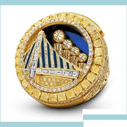 Cluster Rings 2022 Curry Basketball Warriors Team Championship Ring with Wooden Display Box Souvenir Men Fan Jewellery Drop Deliv Dhro9