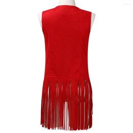 Women's Vests Sleeveless Vest Vintage Western Cowboy Cosplay Hippie Waistcoat Fringed Tassel Cardigan For Stage Performance