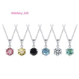 Pendant Necklaces Abiding Colorful 6.5Mm Moissanite Diamond Pendant Fashion Statement 925 Sterling Silver Jewelry Necklaces For Women