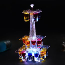 Party Decoration 12/24 Holes LED Wine Rack Bullet Cup Holder Rechargeable Service Tray Glass Display Stand KS43