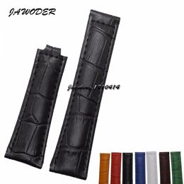 JAWODER Watchband 20mm Men Women Brown Green Blue Black Orange White Red Crocodile Lines Genuine Leather Watch Band Strap for Role248S