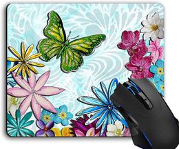 Mouse Pad Floral Flowers Butterfly Computer Mouse Pads Desk Accessories Non-Slip Rubber Base,Mousepad for Laptop Mouse