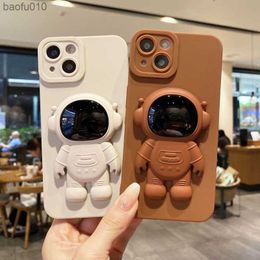 3D Bracket Astronaut Phone Case for iPhone 13 Mini 12 11 14 Pro Max Soft Silicon Back Cover for iPhone XR X XS Max 7 8 6 6s Plus L230619