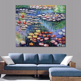 Water Lilies (pink) Claude Monet Painting Impressionist Art Hand-painted Canvas Wall Decor High Quality