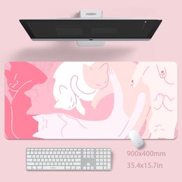 Cute Cat Large Mouse Pad 100x50cm Big Computer Pink Mousepads Gaming Mousepad Big Keyboard Mat Gamer Mouse Pads Desk Mats