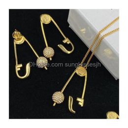 Bracelet Earrings Necklace Classic Identity Women Pin Brooch Necklaces Bracelet Rings Set Banshee Medusa Portrait 18K Gold Plated Dhogo