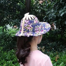 Wide Brim Hats Women Folding Fan Hat Bamboo Silk Foldable Summer Portable Travel Beach Sunscreen Cap Sun Protection Jewellery