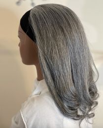 Grey Headband Wig light grey straight Head band Wigs for Black Women with Headband Shoulder Length Wigs Grey Colour 18 Inch Glueless Wigs for Daily Wear