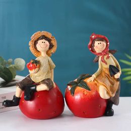Garden Decorations Garden Country Table Cute Boy Girl Christmas Gift Balcony Resin Accessories Home Livingroom Desktop Figurines Crafts Decoration L230714