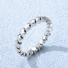 Cluster Rings Stylever Original 925 Sterling Silver Surround Star Cute Stackable Dating Ring For Women Wedding Luxury Quality Jewellery