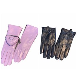 Winter Leather Five Fingers Gloves Ladies Short Fleece Thickened Glove Simple Trendy Solid Protective Gloves