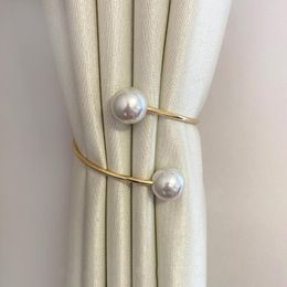 Curtain Light Luxury High-end Straps Pearl Alloy Metal Strapping Buckle Loop Binding Gauze Decoration Accessories