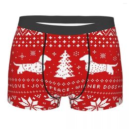 Underpants Dachshund Dog Christmas Holiday Boxer Shorts For Men 3D Print Male Animal Pet Underwear Panties Briefs Soft