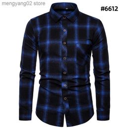 Men's Casual Shirts New styles in spring and AutumnFlannel Shirt Men Slim Fit Plaid Casual shirts Long Sleeve Male Shirts Trend T230714