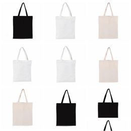 Storage Bags Canvas Tote Shoder Large Capacity Cotton Reusable Shop Women Beach Handbags Bag Customized Vt1626 Drop Delivery Home Ga Dh93C