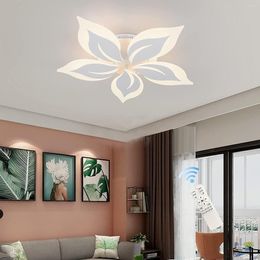 Ceiling Lights LED Modern Acrylic Lamp Fixture With Remote Control 5-Light Flower Flush Mount Chandelier (45W/25.6in)