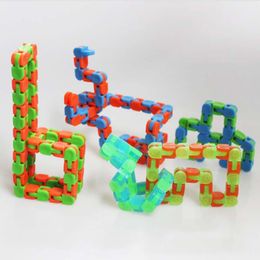 Children Wacky Tracks Snap and Click Fidget Toys DIY Kids Autism Snake Puzzles Classic Sensory Educational Decompression Toy250L
