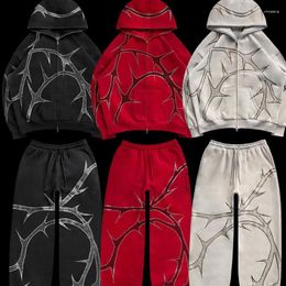 Men S Hoodies Sweatshirts Independent Station New Product Thorn Rhinestone Zip Hoodie Winter Y K Hip Hop Punk High Street Ironed Diamond Hoodie JMIH