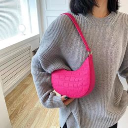 Evening Bags Retro Mini Pure Felt Handbag Women's Fashion Underarm Bag High Quality Crocodile Pattern Shoulder Lady Wallet