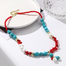 Choker 16 Styles Simple Handmade Boho Pearl Pendants Turquoise Necklace For Women Vintage Statement Jewellery