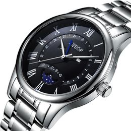 AESOP Luxury Men Quartz Watch Chronograph Men's Wristwatch Stainless Steel Male Waterproof Watch Clock Men Relogio Masculino233I
