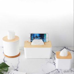 Tissue Boxes Napkins Removable Wooden Cover Tissue Box Mini Tissue Storage Tube Holder Storage Box Car Home Decoration Simple Fashion Tissue Box R230714