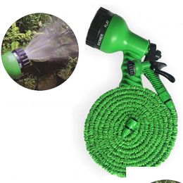 Watering Equipments 100Ft Lengthen Retractable Water Hose Set Plastic 2 Colours Garden Car Washing Expand With Mti-Function Gun Dh075 Dh1Dg