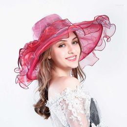 Wide Brim Hats MYZOPER 2023 Fashion Flower Mesh Tide Visor Women's Hat Sunhat Stripe Ruffle Solid Color Summer Adult Cap