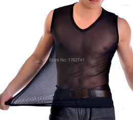 Men's Tank Tops Men Elastic Vest Wide Shoulder Mesh Fitness Underwear Top Muscle Shirt