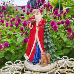 Garden Decorations Pastoral Resin Red White Santa Claus Accessories Outdoor Garden Park Furnishing Decoration Balcony Store Figurines Adornments L230714