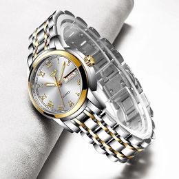 Wristwatches LIGE 2023 Gold Watch Women Watches Ladies Creative Steel Women's Bracelet Female Waterproof Clock Relogio 230713