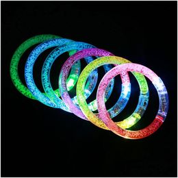 Other Event Party Supplies Led Glitter Glow Bracelet Flash Light Stick Acrylic Crystal Gradient Hand Ring Bangle Creative Christma Dhm1I